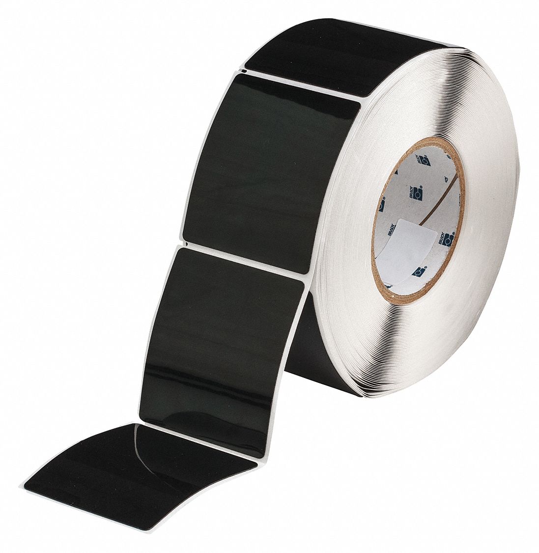 Pre-Cut Label Stock Roll: 3 1/2 in x 3 in, Polyester, Black (Gloss), 250 Labels per Roll