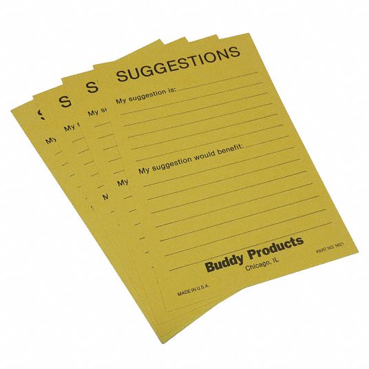BUDDY PRODUCTS Suggestion Cards 22ND045621 Grainger