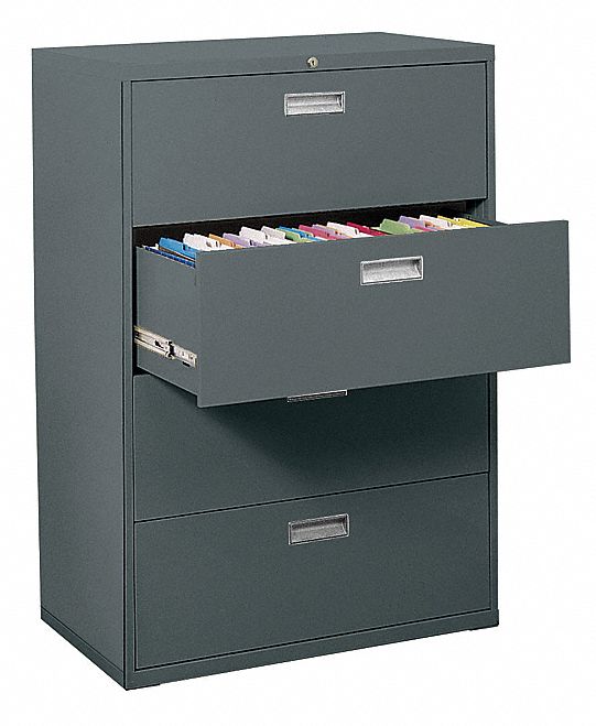 Sandusky Lateral File Cabinet 4 Drawer Charcoal 22nd48 Lf6a364 02 Grainger