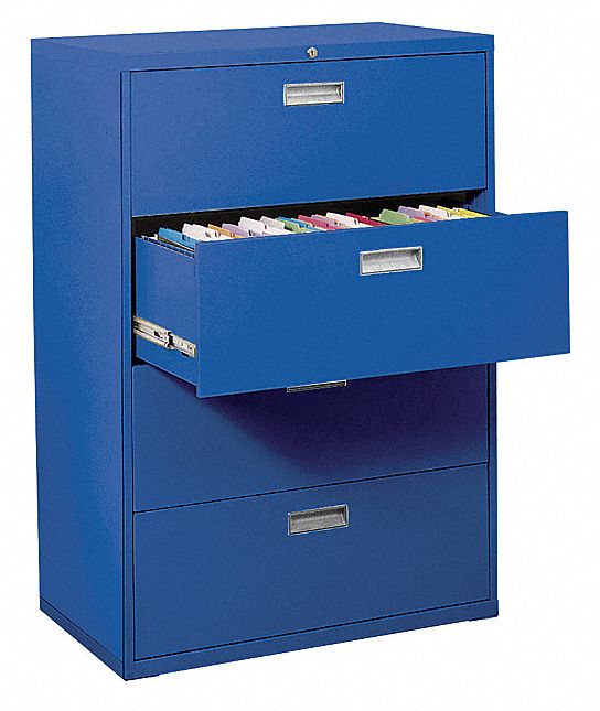 SANDUSKY Lateral File 4 Drawer, Blue 22ND49LF6A36406