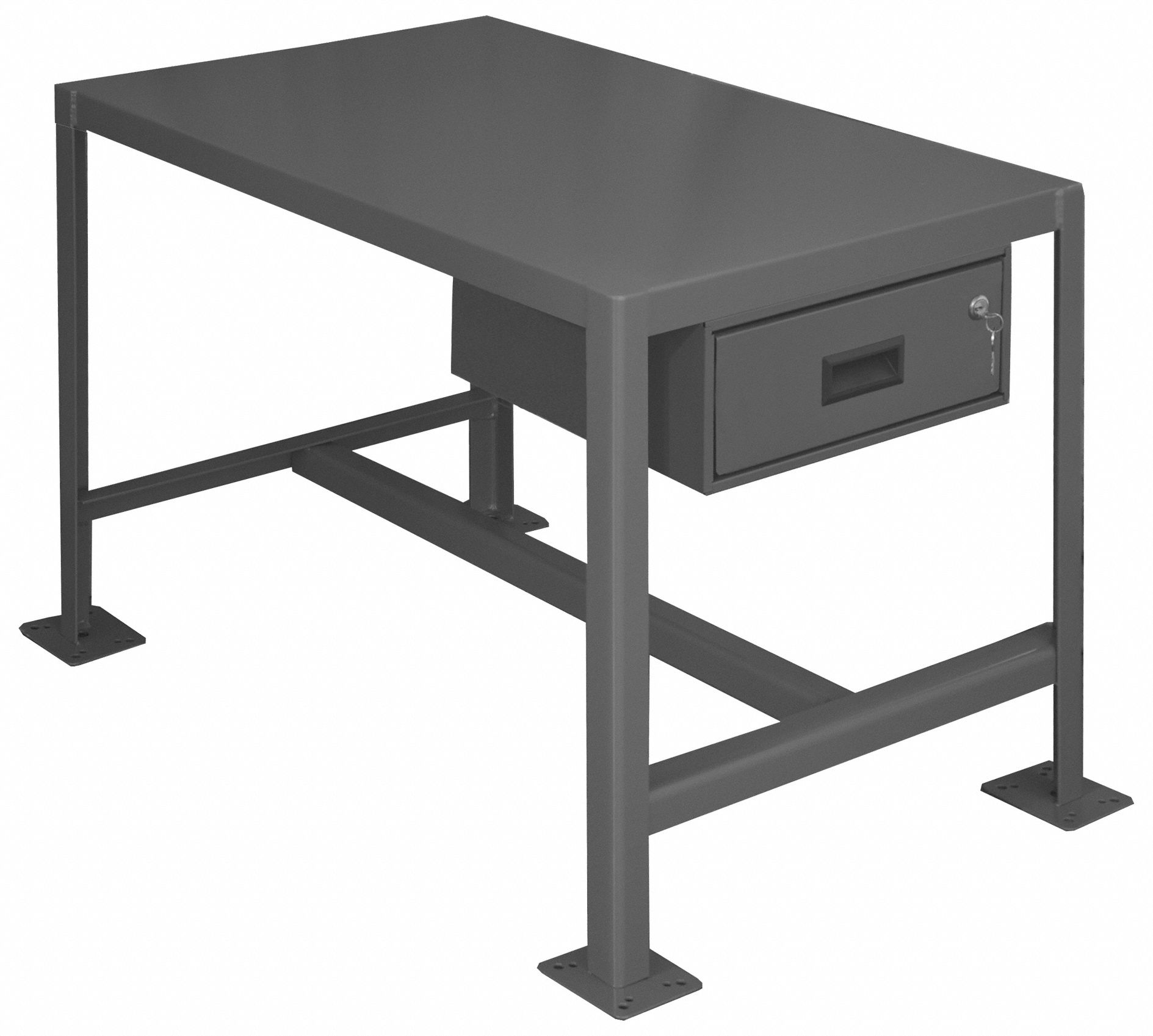 Work Table: Fixed Ht, Steel, 36 in x 24 in, 2, 000 lb Overall Load Capacity, Steel