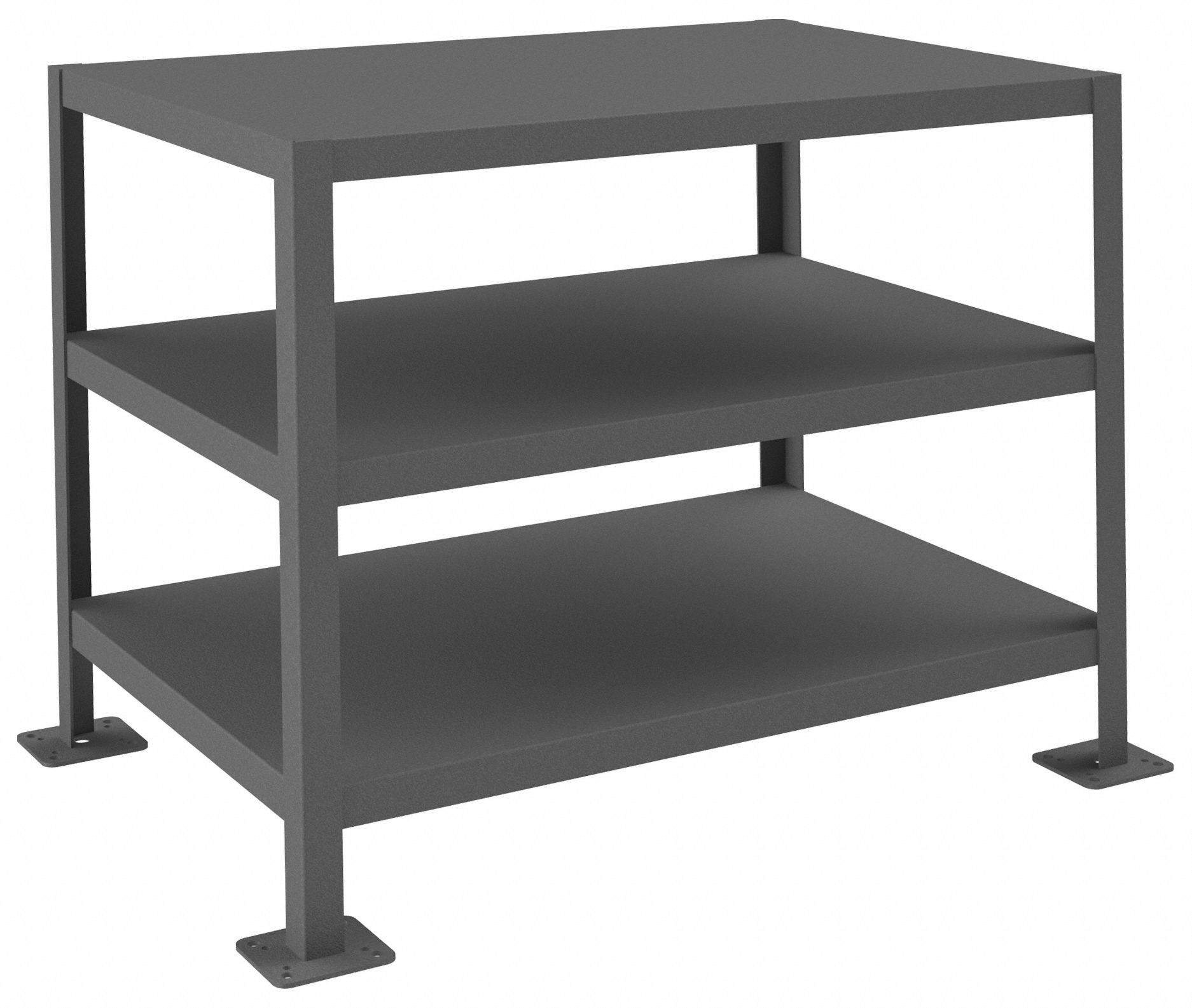 Work Table: Fixed Ht, Steel, 36 in x 24 in, 2, 000 lb Overall Load Capacity, Steel