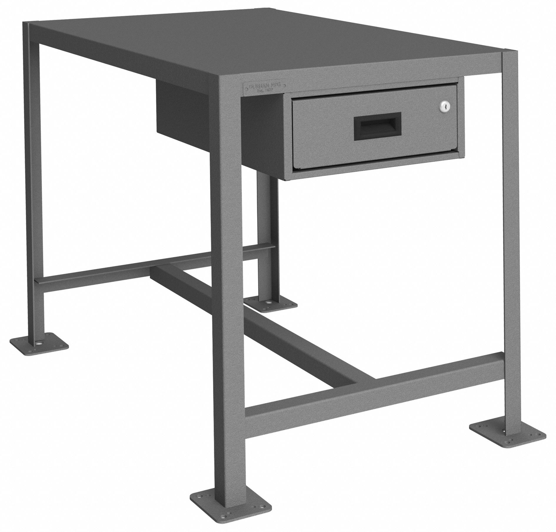 Work Table: Fixed Ht, Steel, 36 in x 24 in, 2, 000 lb Overall Load Capacity, Steel