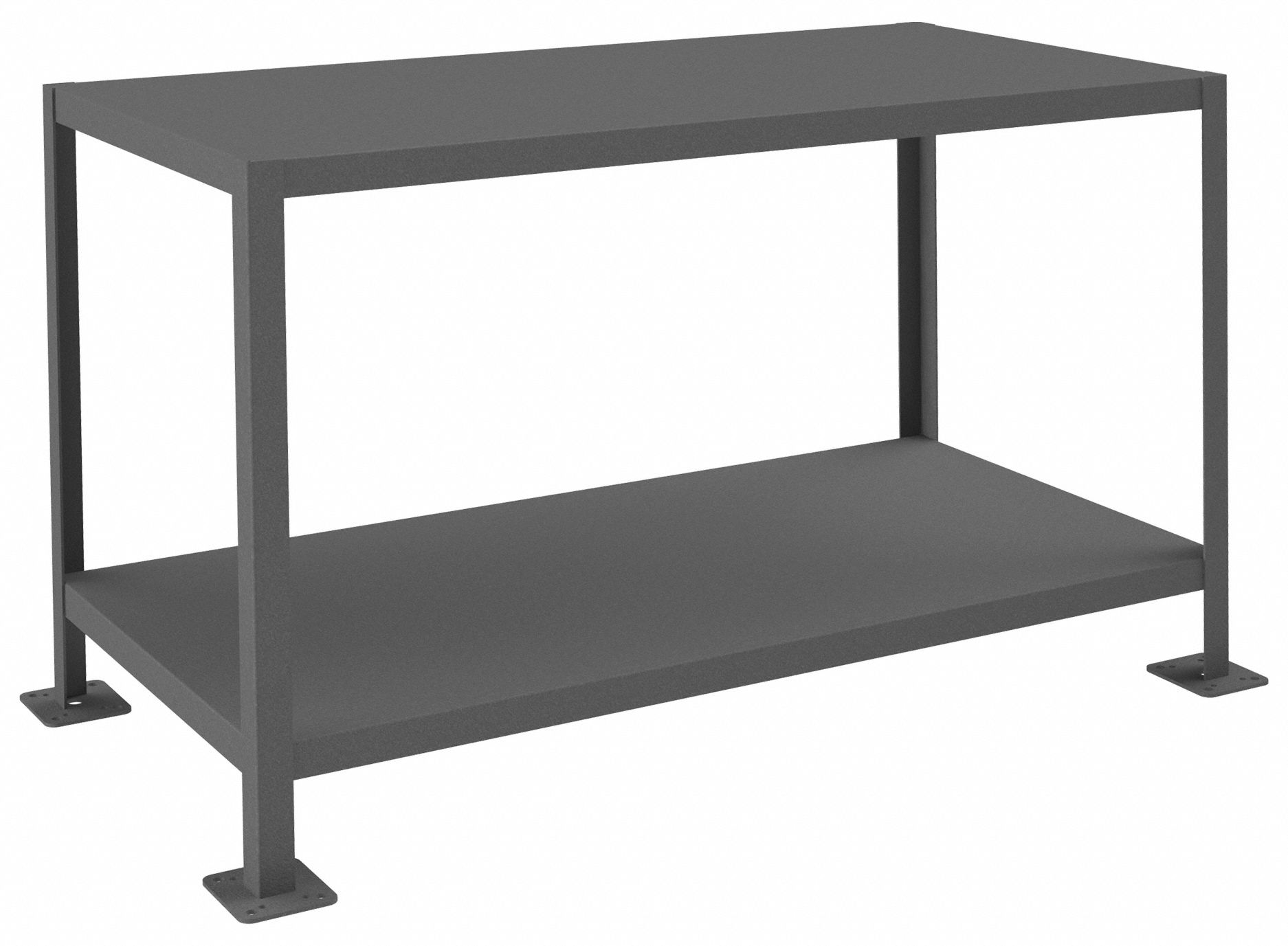 Work Table: Fixed Ht, Steel, 48 in x 24 in, 2, 000 lb Overall Load Capacity, Steel