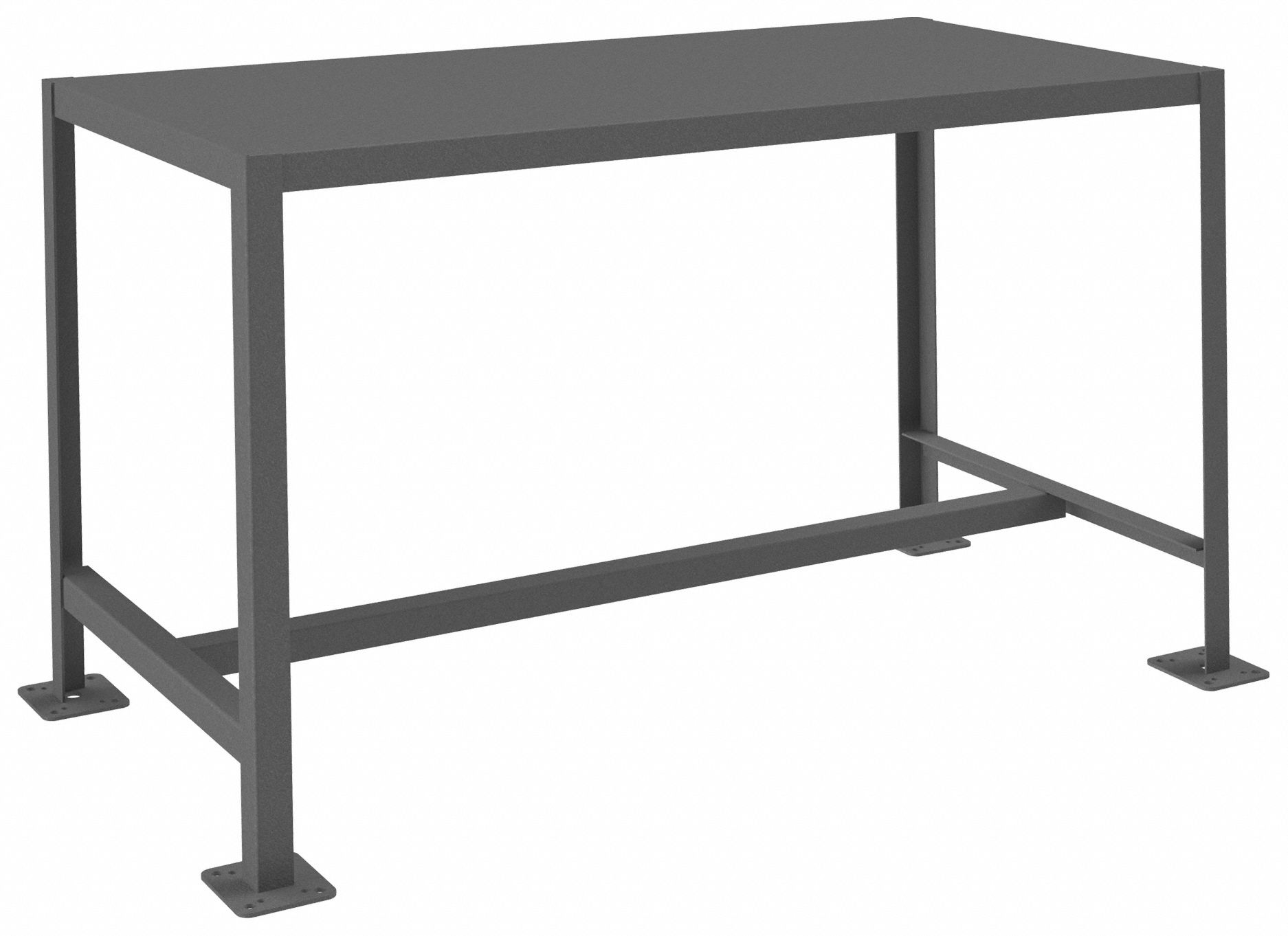 Work Table: Fixed Ht, Steel, 48 in x 24 in, 2, 000 lb Overall Load Capacity, Steel