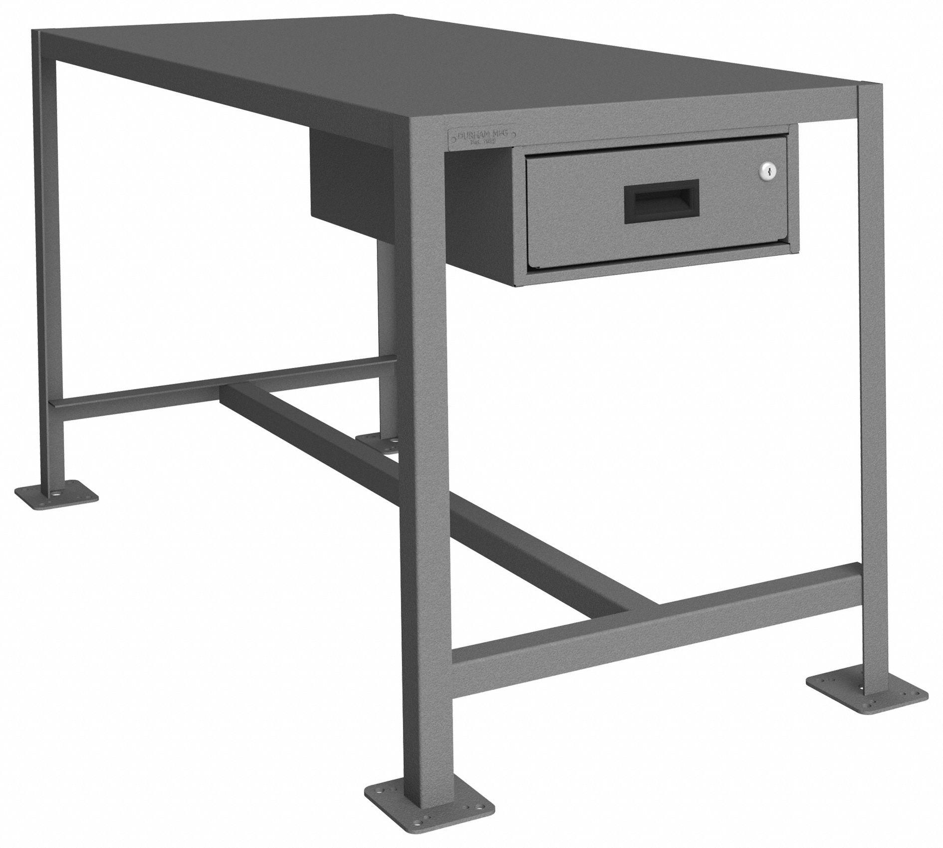 Work Table: Fixed Ht, Steel, 48 in x 24 in, 2, 000 lb Overall Load Capacity, Steel