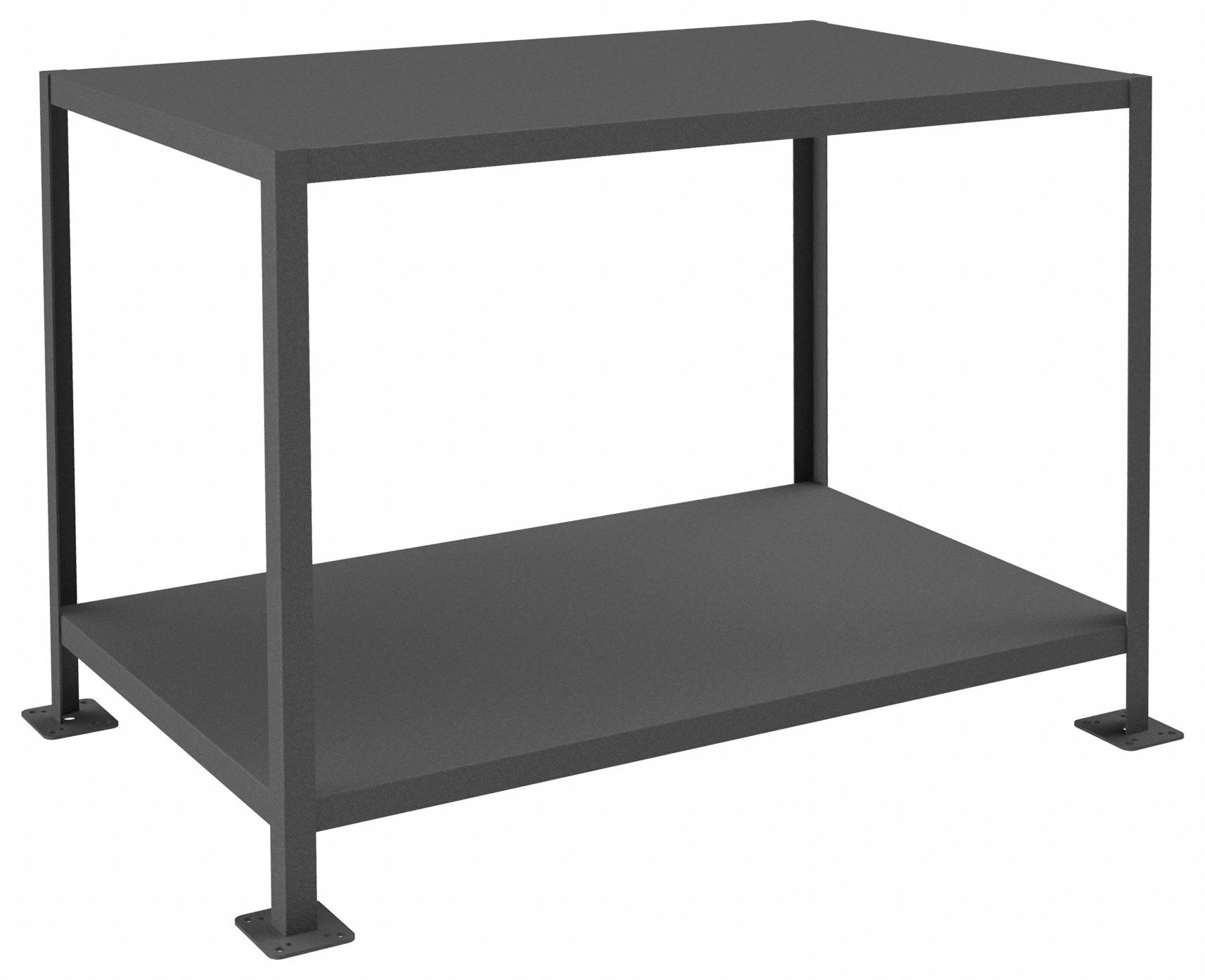 Work Table: Fixed Ht, Steel, 48 in x 30 in, 3, 000 lb Overall Load Capacity, Steel