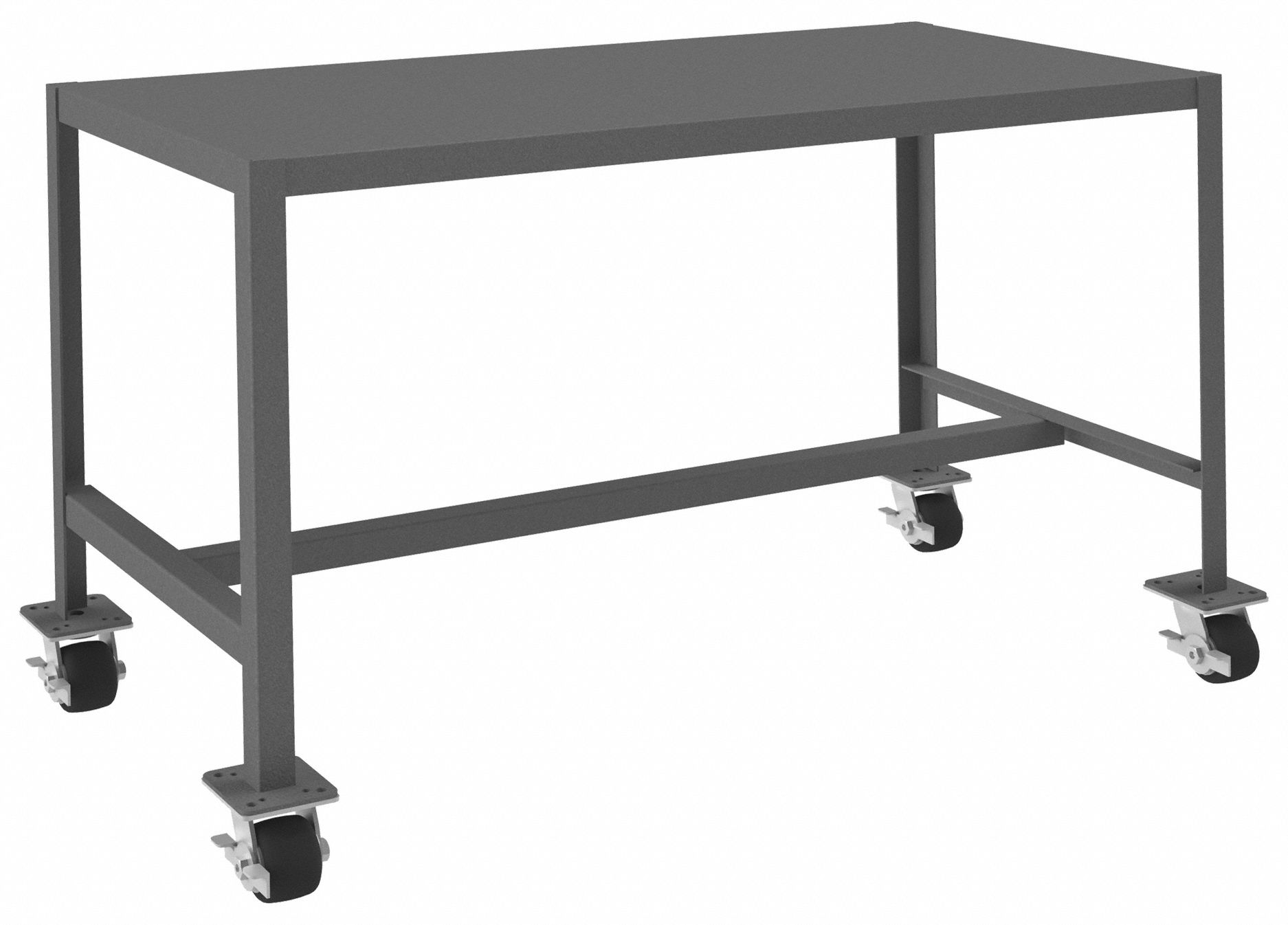 Work Table: Fixed Ht, Steel, 48 in x 24 in, 2, 000 lb Overall Load Capacity