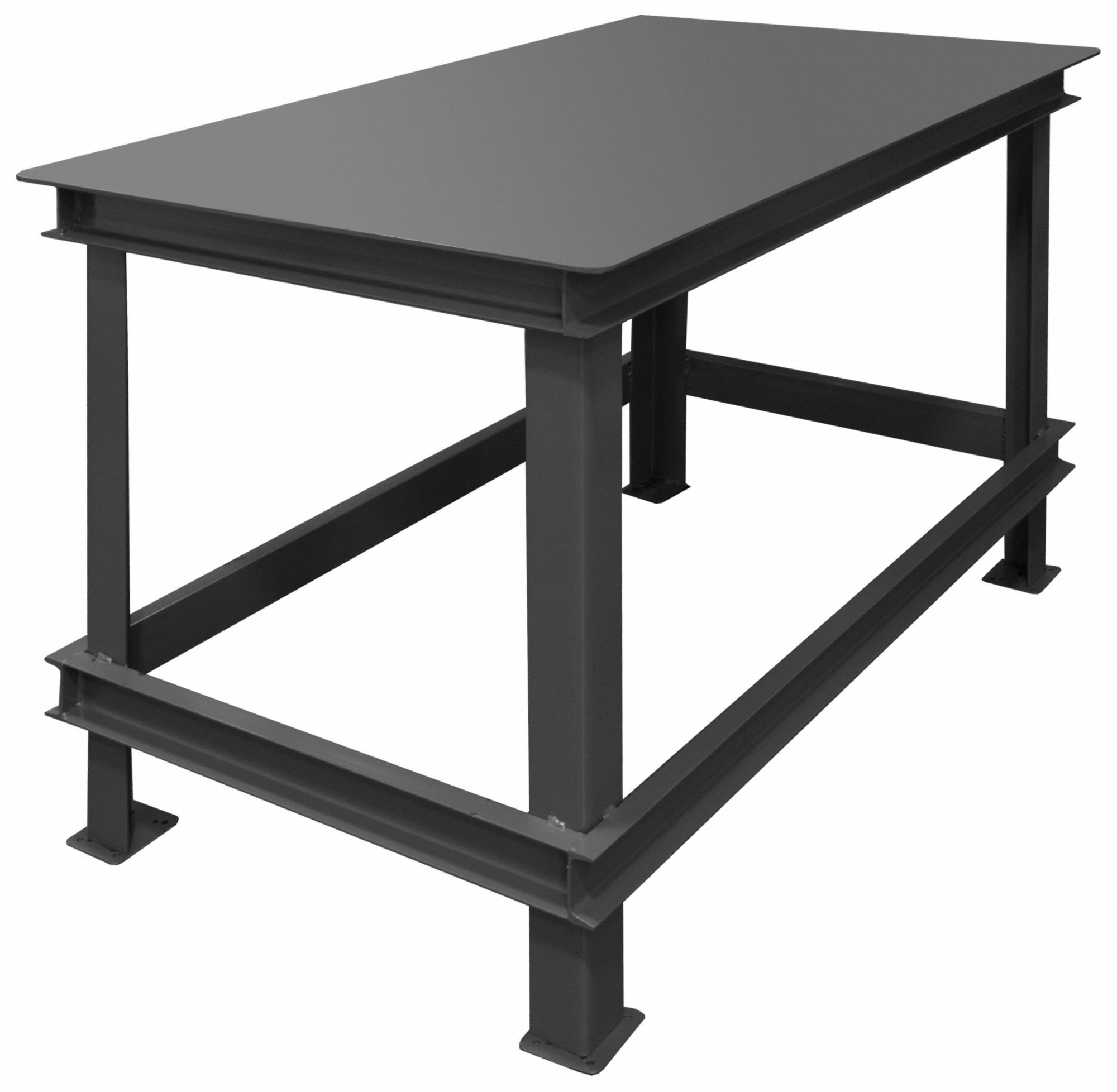 Work Table: Fixed Ht, Steel, 72 in x 36 in, 14, 000 lb Overall Load Capacity, Steel