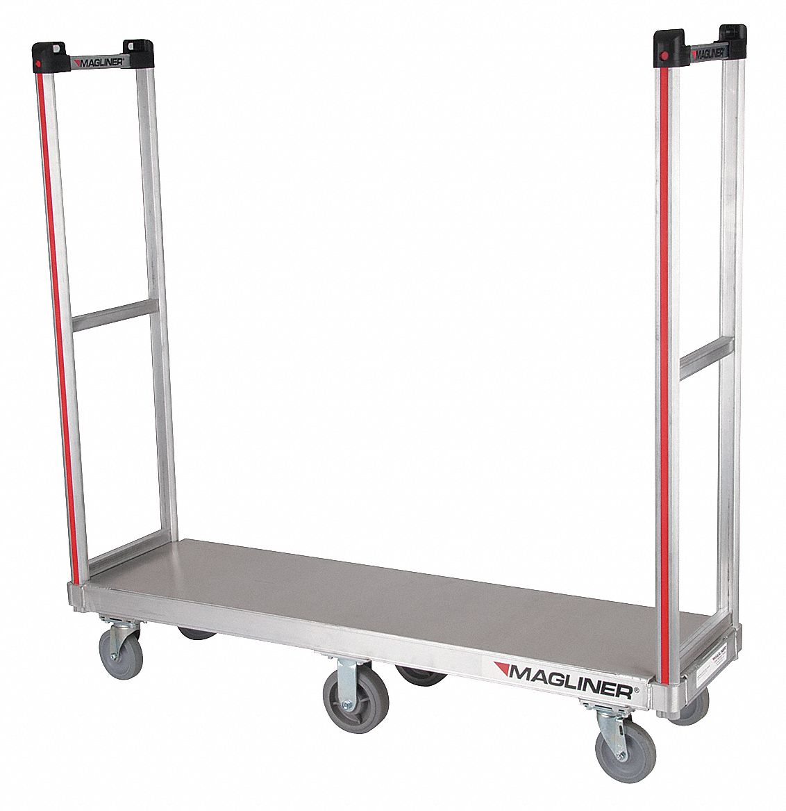 NARROW ALUMINUM-DECK PLATFORM TRUCK, 1,200 LB LOAD CAPACITY, 60 IN X 16 IN X 10 IN, SOLID