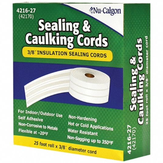 NUCALGON, White, 25 ft x 3/8 in, Caulking Cord 22NV37421627 Grainger
