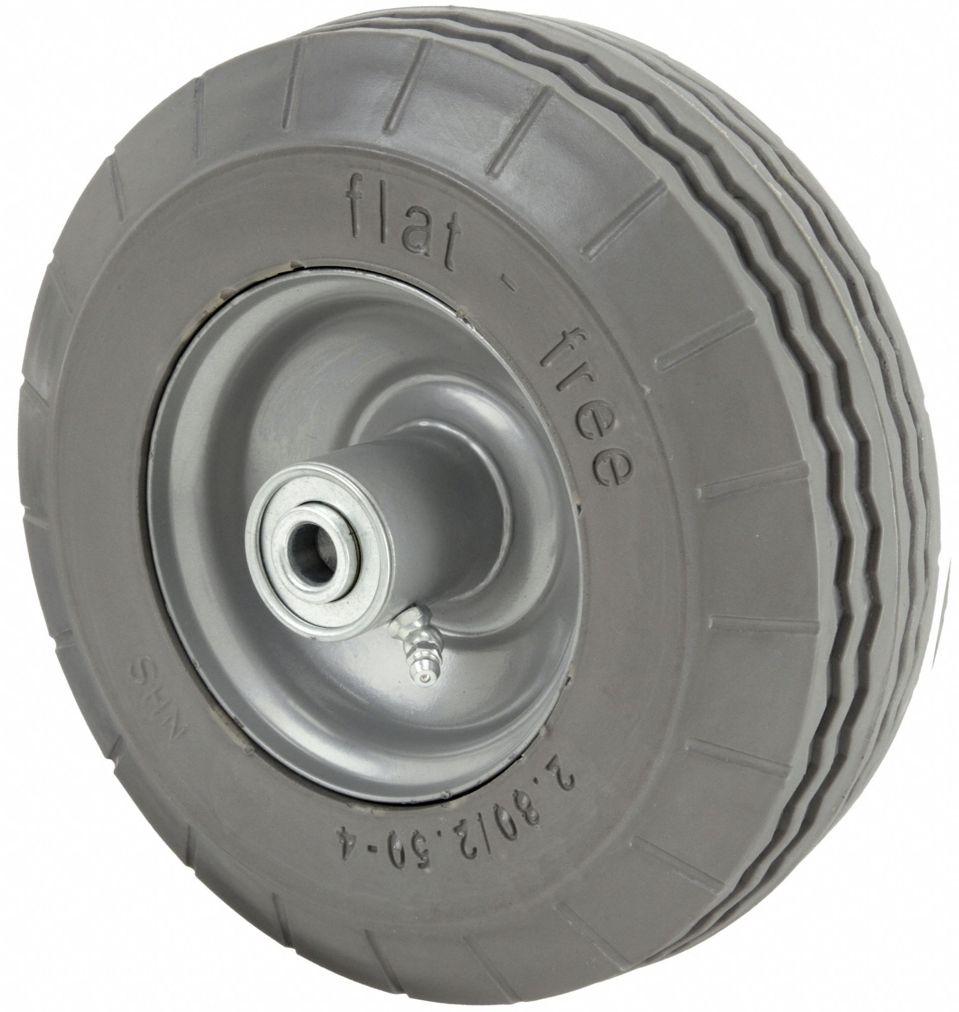 FLAT-FREE SOLID RUBBER WHEEL, 8½ IN WHEEL DIAMETER, 3⅞ IN WHEEL W, 300 LB, STEEL