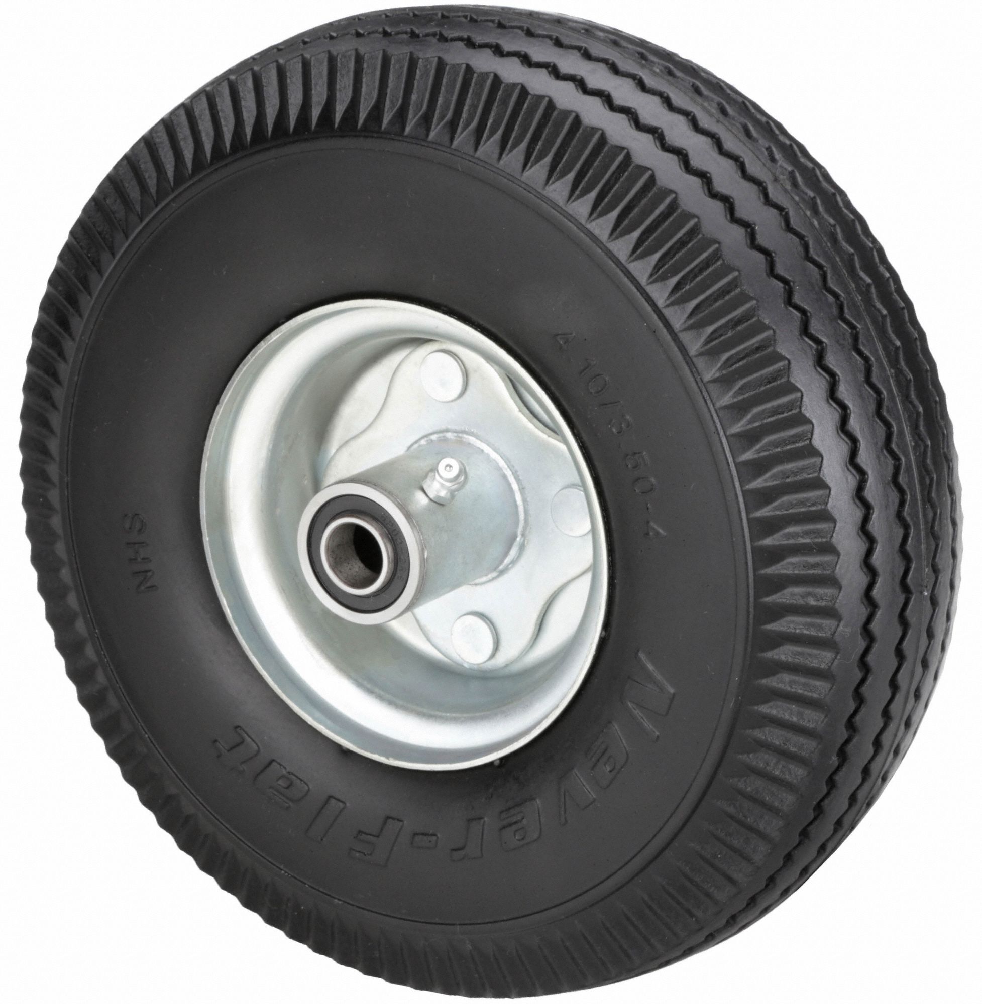 FLAT-FREE POLYURETHANE FOAM WHEEL, 10¼ IN WHEEL DIAMETER, 4¼ IN WHEEL W, 350 LB