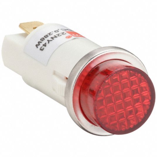 Red, 0.187 in Tab, Raised Indicator Light - 22NY43|22NY43 - Grainger