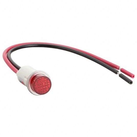 LED Panel Mount Indicator Red .319 Long Body 12V Wire Leads IP67