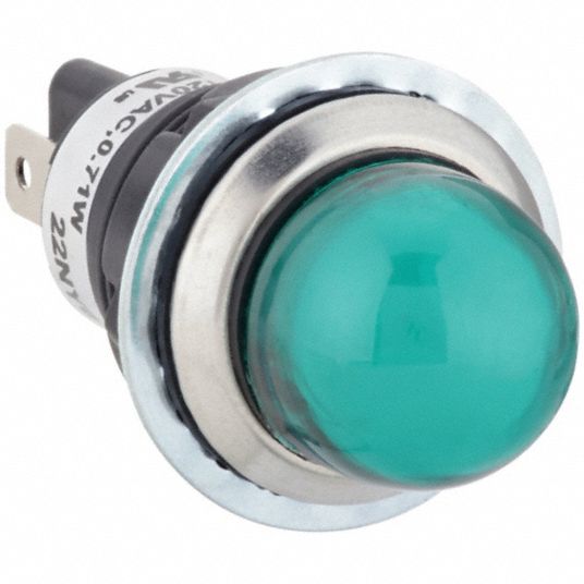 Green, 0.187 in Tab, Raised Indicator Light - 22NY61|22NY61 - Grainger