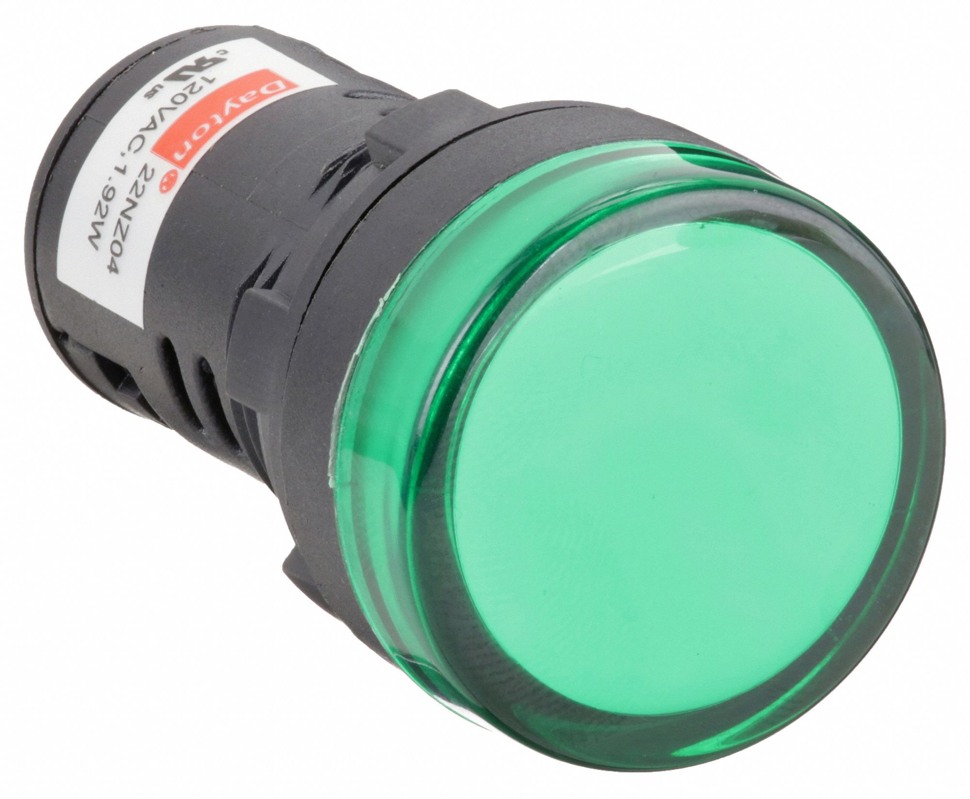 Raised Indicator Light: Green, M3.5 Screw, LED, 120V AC, Nylon Body With  Polycarbonate Lens