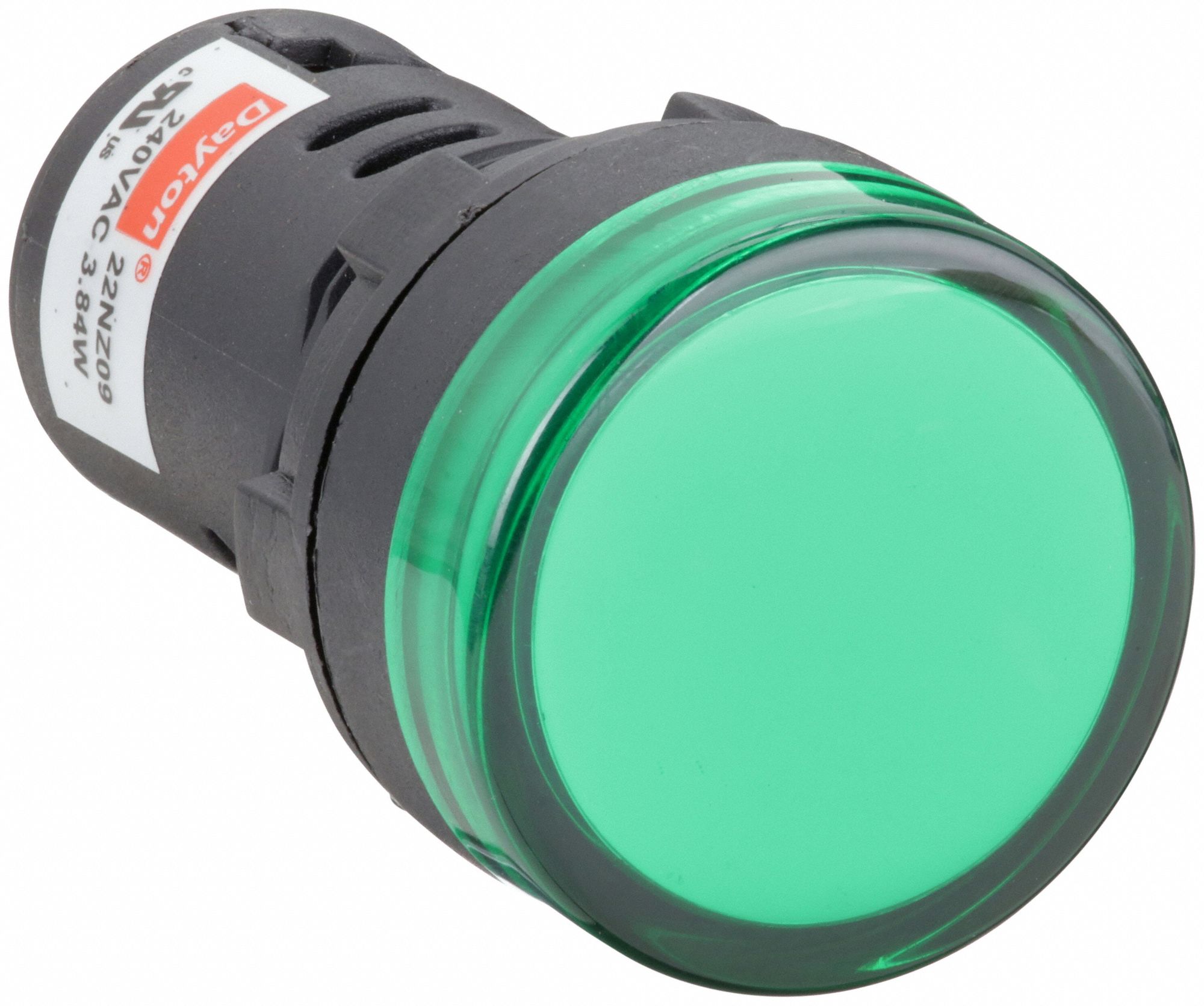 Raised Indicator Light: Green, M3.5 Screw, LED, 240V AC, Nylon Body With  Polycarbonate Lens