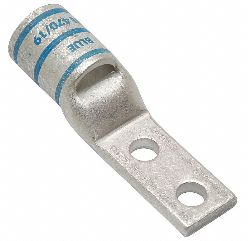 Compression Lug: For 500 kcmil, Stranded Wire, 3/8 in Stud Size, Std, Copper Barrel