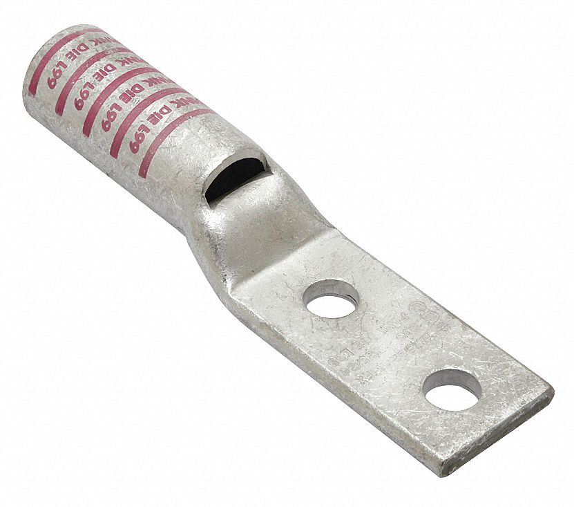 Two-Hole Lug Compression Connector: 550 kcmil Max Wire Size, 1/2 in Stud  Size