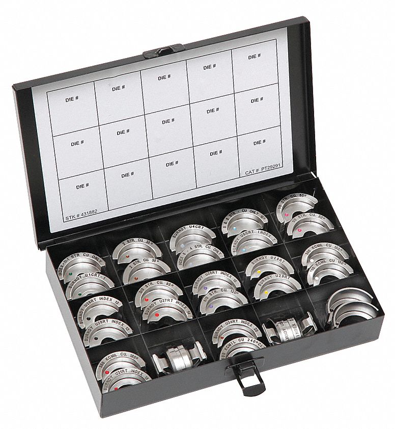 UPPER AND LOWER CRIMPING DIE SET, 6 AWG TO 750 KCMIL COPPER, YA/YS, 15 SIZES, COPPER