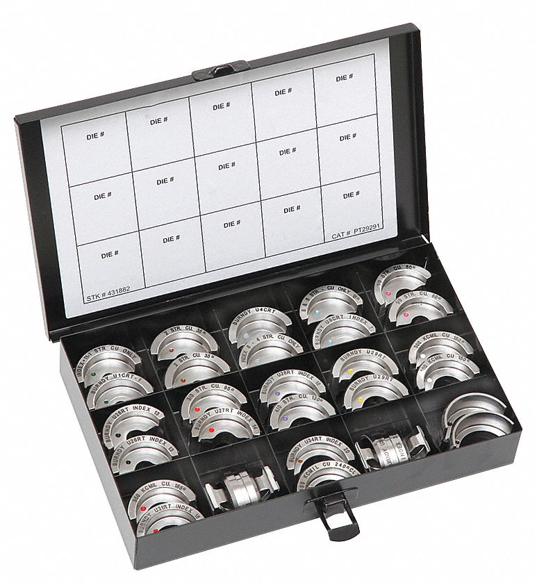 UPPER AND LOWER CRIMPING DIE SET, 6 AWG TO 750 KCMIL ALUMINUM, YA-A/YS-A, 15 SIZES, ALUMINUM