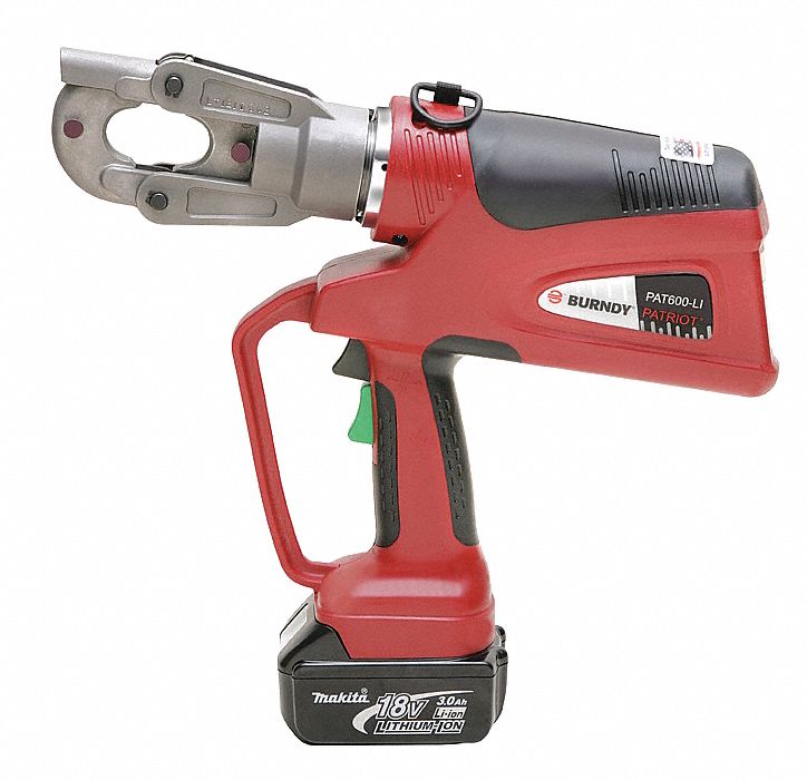 Cordless Crimping Tool: 18 V, Die Head, 600 kcmil Max Copper, For W/W-VT/X Dies, 6 ton Force