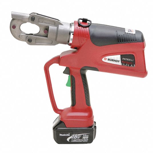 BURNDY Latching Head Cordless Crimping Tool, Pistol Grip, Die Series: W ...