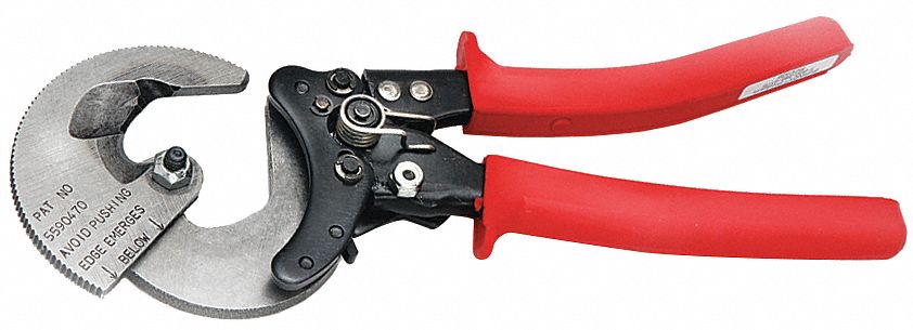 Ratchet Cable Cutter, Center Cut, 10 In