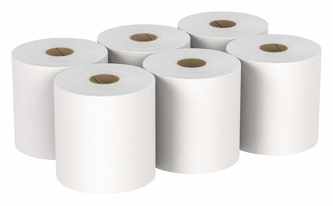 PAPER TOWEL ROLL, WHITE, 7⅞ IN ROLL WIDTH, 800 FT LENGTH, CONTINUOUS, 6 PK