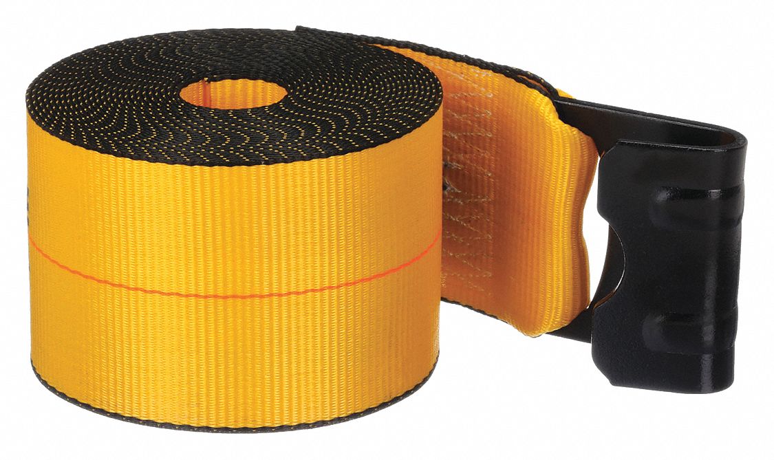 WINCH STRAP, FLAT-HOOK, GEN PURPOSE WEBBING, 3 IN OVERALL W, 5,400 LB WORKING LOAD LIMIT, YELLOW