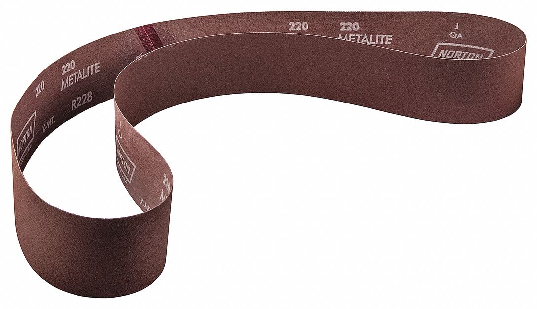 Sanding Belt: 2 1/2 in W x 60 in L, Aluminum Oxide, 220 Grit, X Wt Cotton Backing