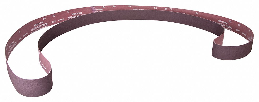 SANDING BELT, 3 IN W X 132 IN L, ALUMINUM OXIDE, 80 GRIT, X WEIGHT COTTON BACKING, R228 METALITE