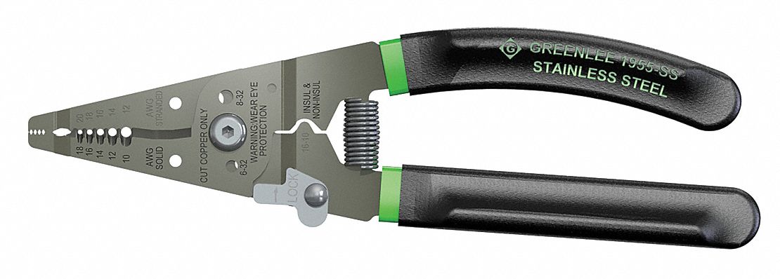 WIRE STRIPPER, 18 TO 10 AWG, 7½ IN OVERALL L, CRIMP/CUT/SCREW SHEAR, STANDARD CUSHION GRIP