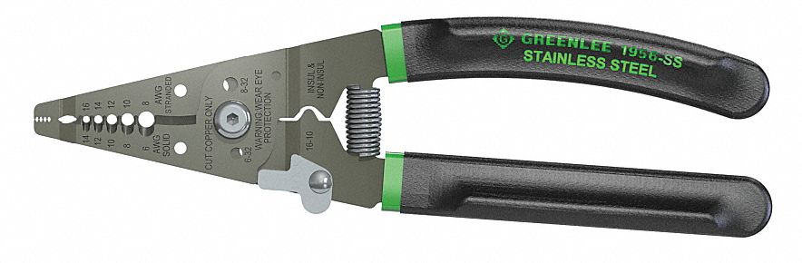 WIRE STRIPPER, 14 TO 6 AWG, 7½ IN OVERALL L, CRIMP/CUT/SCREW SHEAR, STANDARD CUSHION GRIP