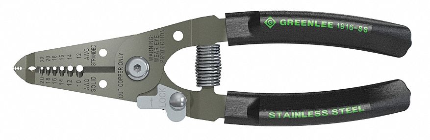 WIRE STRIPPER, 20 TO 10 AWG, 6 IN OVERALL L, CUT, STANDARD CUSHION GRIP, STAINLESS STEEL, 6 TO 8 IN