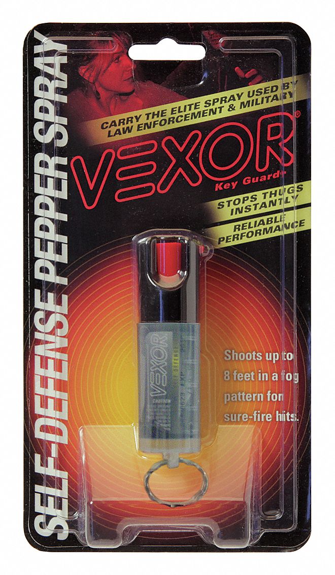 VEXOR Pepper Spray, Key Ring, Clear, 0.54 oz 22PJ57SD105CRK Grainger