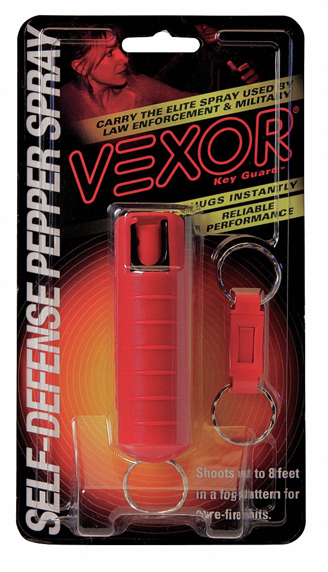 VEXOR Pepper Spray, Key Ring, Red, 0.54 oz 22PJ59SD105C12R Grainger