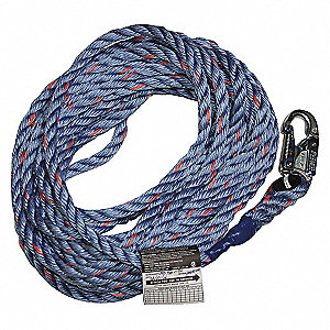 LANYARD, WITH SNAP AND LOOP, 1 LEG, WEIGHT CAP 310 LBS, BLUE, ALLOY STEEL HARDWARE