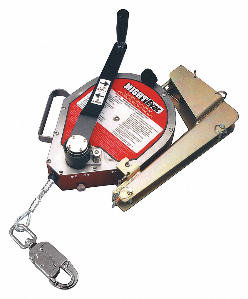 SELF-RETRACTING LIFELINE W PULLEY, 1 WORKER, 310 LB CAPACITY, STEEL/WIRE