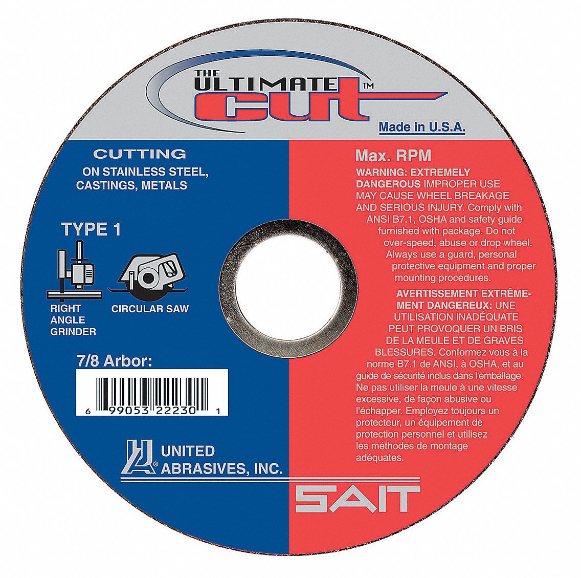 UNITED ABRASIVESSAIT 6 in, Type 1 Aluminum Oxide Abrasive CutOff