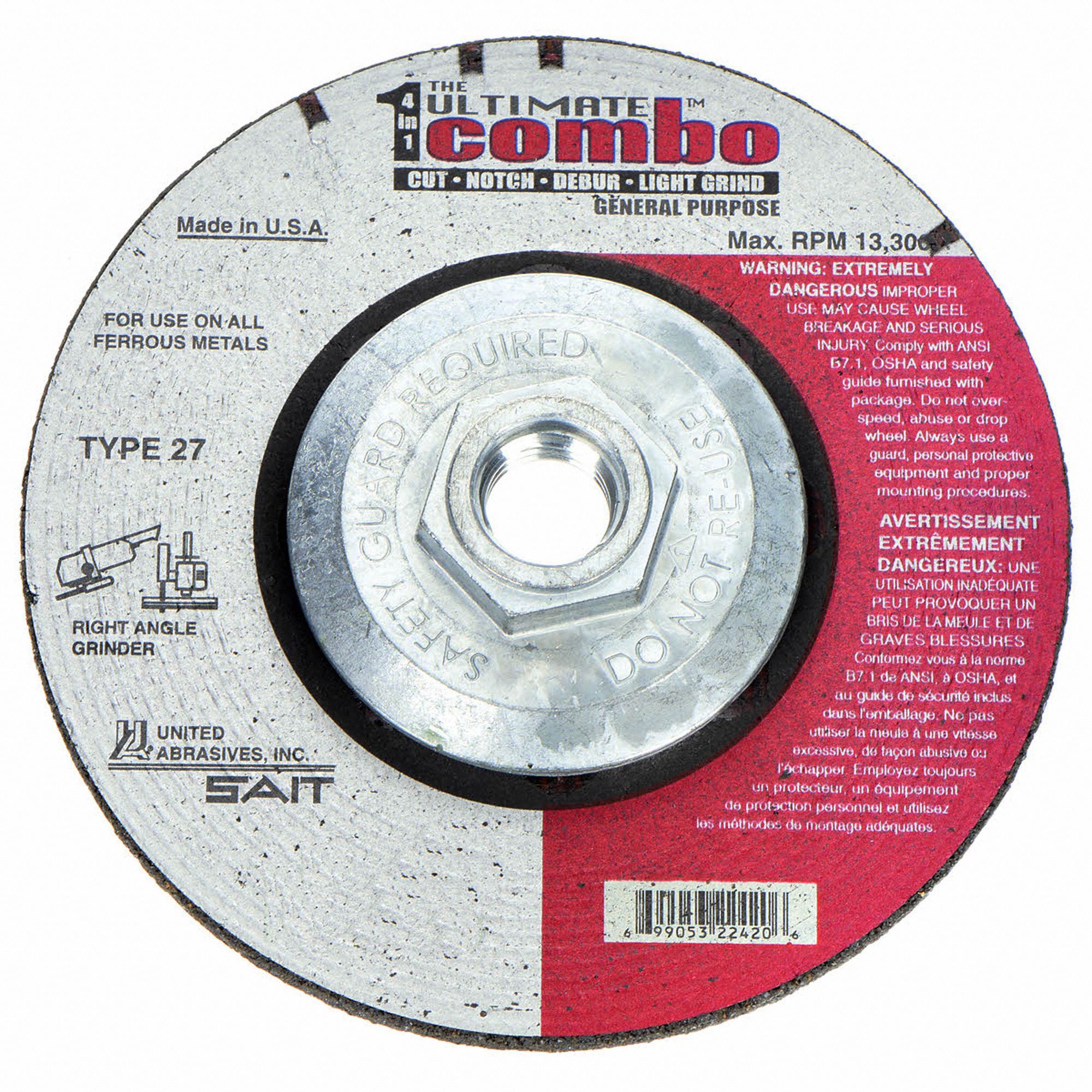 DepressdCntrCtOffWhl, 5/8"-11CN, ThreadHle