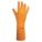 CHEMICAL-RESISTANT GLOVES, FLOCK-LINED, DIAMOND GRIP, SZ XXL/11, 13 IN L/18 MIL THICK, ORNG, LATEX