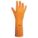 CHEMICAL-RESISTANT GLOVES, FLOCK-LINED, DIAMOND GRIP, SZ S/7, 13 IN L/18 MIL THICK, ORNG, LATEX