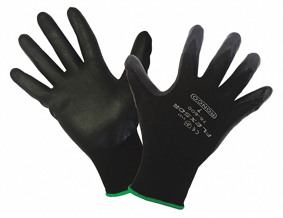 GLOVES, COATED, ABRASION LEVEL 4, PALM/FING, SMOOTH FINISH, S, BLACK, NITRILE NYLON