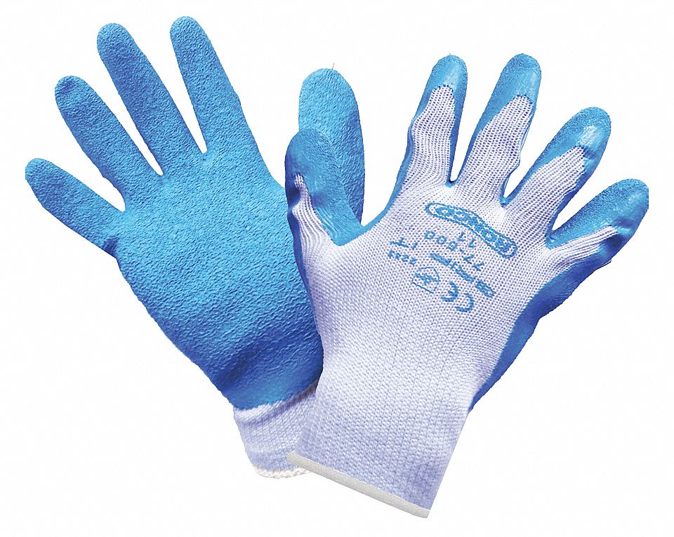 GRIP-IT 77-500 LATEX COATED GLOVES, BL/GRY, POLYCOTTON, ANSI/ISEA ABRASION 2/CUT A2/PUNCTURE 2
