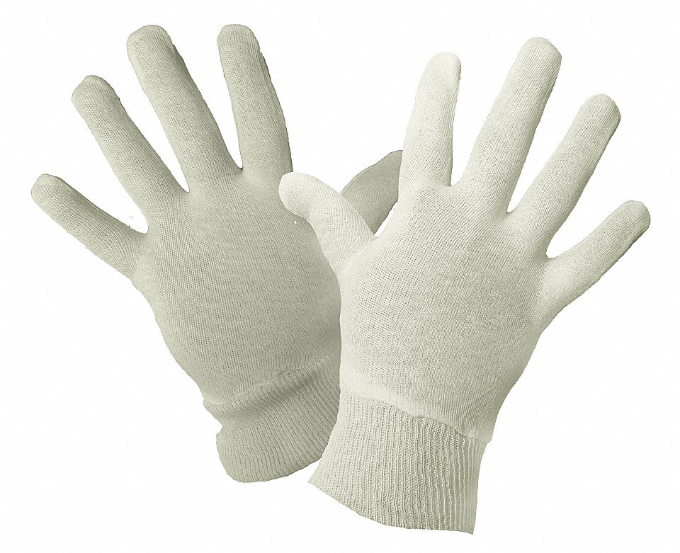 COTTON INSPECTION GLOVES, NATURAL, 230 MM, KNIT WRIST CUFF