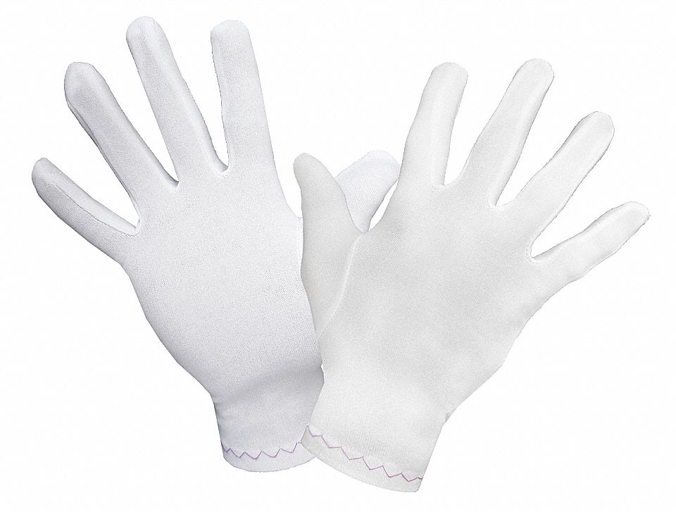 NYLON INSPECTION GLOVES, WHITE, 230 MM, UNHEMMED CUFF