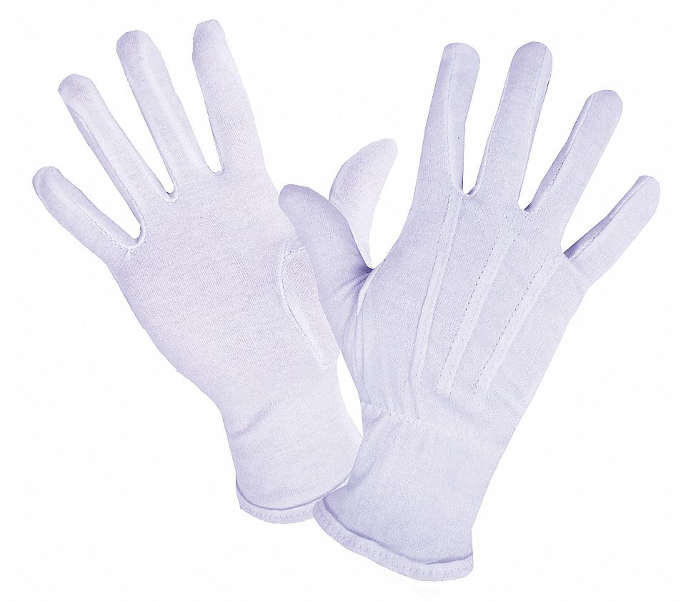 INSPECTOR GLOVES, SLIPON WRIST, SZ L, WHITE, COTTON, PR