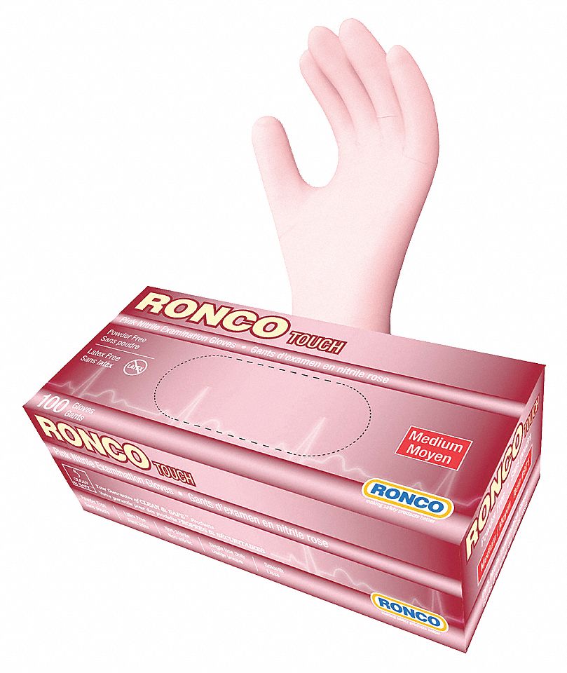 GANTS JETABLES, 9 1/2PO L/ÉPAISSEUR 3 MIL, TAILLE 8/M, ROSE, NITRILE, BT 100
